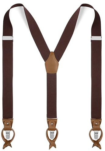 Trendhim Hosenträger Herren – Hosenträger Dunkel Braun – Einstellbare Y-Suspender mit Leder & Clips für perfekte Passform