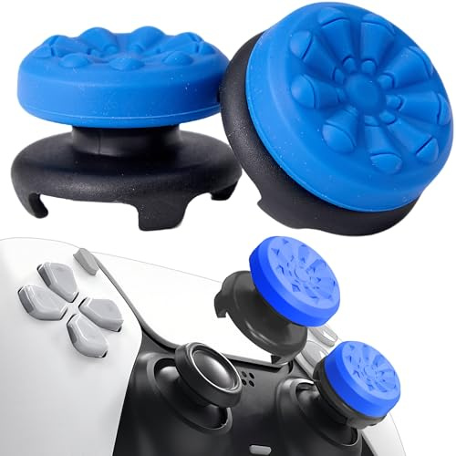 STAY GENT Grip Joystick pour PS5 - FPS Capuchons Joystick pour PS5 & PS4 Accessoires Manette Thumbsticks Grips Controller Thumb Silicone Caps à Aide avec Viser, Réduire Pouce Fatigue, Bleu 2 pièces