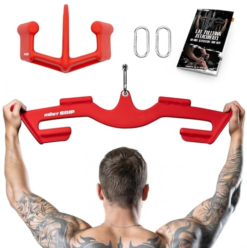 MOST GRIP 2-PCS Set LAT Pulldown Attachments for Back Training | LAT Pull Down Bars, Triangular Stability Non-Slip Cable Machine Attachment for Gym Home Workout Whole Back Training