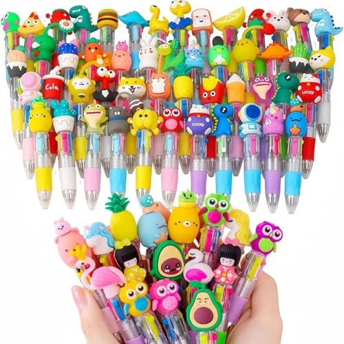 GNHG Lot de 20 stylos multicolores et stylos multicolores et 4 couleurs avec animaux kawaii – parfaits pour les anniversaires, les fêtes, les cadeaux et les gadgets
