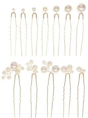 12 Stück Braut Haarnadeln, Perlen Haarnadeln, Hochzeit Haarschmuck, U-förmige Haarschmuck, Hochzeit Perlen Braut Haarkamm, Weiße Perlenhaar Für Prom Party Mädchen Brautjungfer Haar