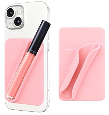 HUVZOR 1 Lipgloss-Handyhülle, Lipgloss-Handyhülle, Lipgloss-Halter mit Kartenfach, Silikonkleber, kompatibel mit iPhone- und Android-Smartphones (rosa)