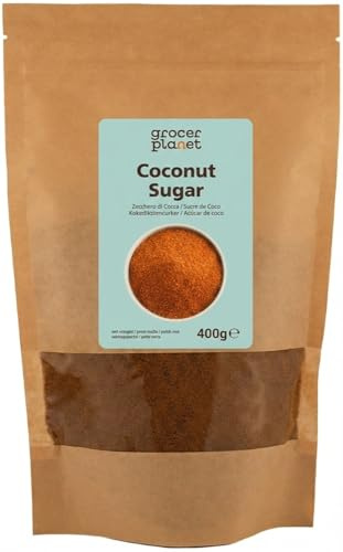Grocer Planet - Zucchero di Cocco Integrale (400g) | Dolcificante Naturale | Vegan Friendly | Ricavato dall'Estratto dei Fiori della Palma da Cocco | Ideale per Dolci, Frutta e Bevande