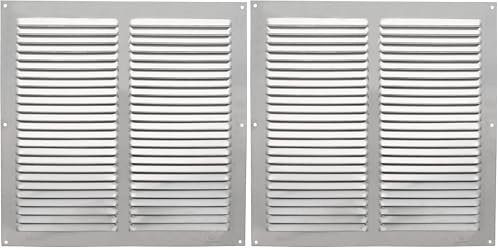Amig - Aluminium-Gitterplatte mit Fliegengitter | Belüftungsgitter für Luftaustritt | Ideal für Küchen- und Badezimmerdecken | Maße: 300 x 300 mm | Farbe: Silber (Packung mit 2)