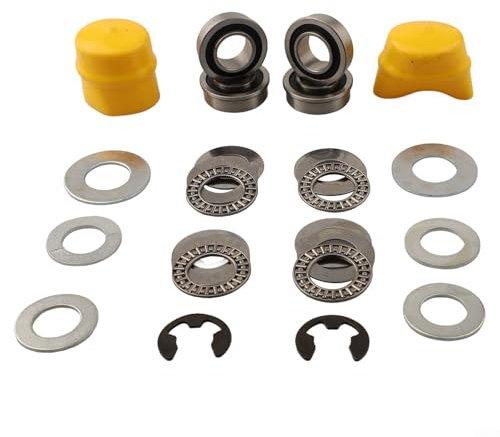 Komplettes Vorderradlager-Ersatz-Set für Aufsitzmäher, passend für Modelle M123811 AM127304 M143338 9040H mit Lagern, Gummi, Abstandshalter und E-Clips-Set