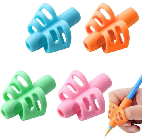 GNALIA Agarre De Lápiz, 4 Unidades Adaptador Postura Escritura, Colores Rosa Verde Naranja Azul, Tamaño Único Para Niños
