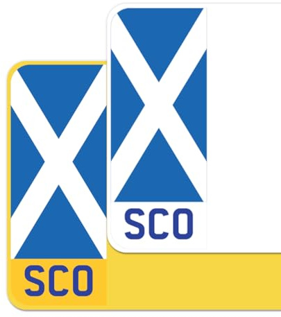 The Saltire Flag Car Number Plate Decorative Vinyl Stickers – Premium Bubble-Free Adhesive Decals – SCO Set of 2 (F&R) – Weatherproof, Easy Application – Made in UK (SCO, Neutral)
