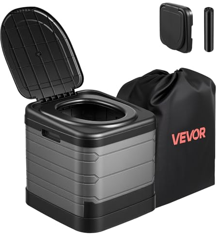 VEVOR Inodoro Portátil Plegable 460 x 425 x 425 mm, Inodoro Portátil para Camping Carga de 150 kg, con Bolsa de Transporte, para Uso Doméstico, Viajes en Autocaravana, Senderismo, Navegación, Coche