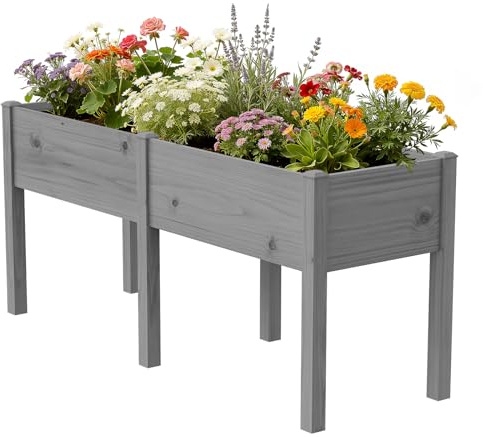 ZIKEBTUY Hochbeet aus Holz - 180x60x80cm Großes Erhöhtes | Naturbelassenes Pflanzkasten & Blumenkasten - Pflanzbeet Kräuterbeet Blumenbeet für Garten Balkon Terrasse