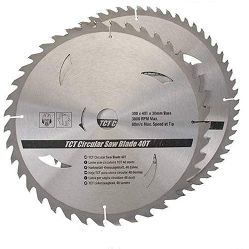 Qty 2 300mm x 30mm TCT Circular Saw Blades - 40T 60T - 25mm 20mm 16mm Rings - Loops
