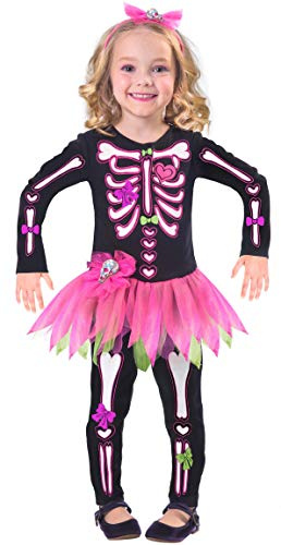 Amscan Childs Girls Fancy Bones Skeleton Halloween Fancy Dress Costume