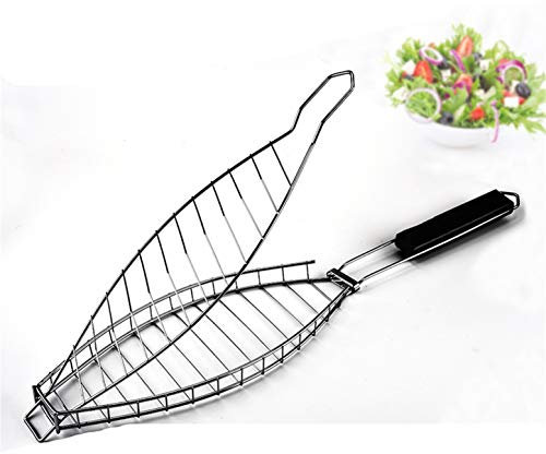 Songlela ausmit Griff Grillkorb Fischbräter, Grillwender, Großzügige Kochfläche für Gemüse, Fisch, Fleisch - Perfekt Barbecue Grillen Kit für Familie (36x14 cm)
