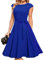 DRESSTELLS Robe de Soirée Cocktail Mariage Robe Cocktail Femme Robe pour Mariage invité col Rond Manches Courtes RoyalBlue S