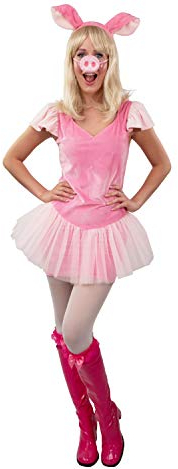 Kleid Schweinchen (Kleid, Haarreif mit Ohren, Nase)