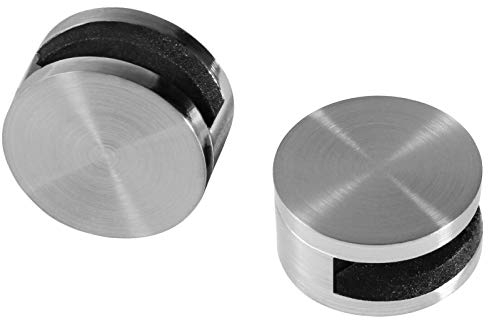 4x Spiegelhalter Ø27x14mm Glashalter 4-6mm in 2 Oberflächen auswählbar Edelstahl-Optik oder Chrom (Edelstahl-Optik)