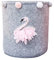 Inwagui Panier de Rangement Pliable Bébé Sac en Feutre Gris Corbeille à Linge avec Pompon Déco pour Chambre d'enfant, Jouet, Vêtements, Magazines et Journaux - Cygne Rose