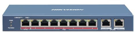 Hikvision Digital Technology DS-3E0310HP-E Netzwerk-Switch (Fast Ethernet (10/100), Ethernet-Verbindung, unterstützt die Stromversorgung über Via Dieses Port (PoE) blau