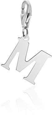 AKA Gioielli® - Damen Charm Anhänger M Buchstabe 925 Sterling Silber Rhodiniert