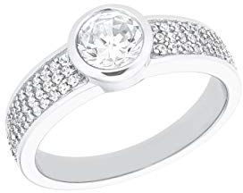 s.Oliver Ring 925 Sterling Silber Damen Ringe, mit Zirkonia synth., Silber, Kommt in Schmuck Geschenk Box, 2027686