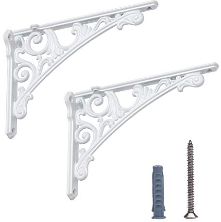 HARPOON 20,3 cm Regalhalterungen, 2 Stück, robuste Wandhalterung, Barock, Küche, dekoratives Regal, Regale, weiß
