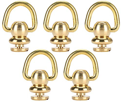 Niet Stud mit Ring 5 Sätze Messingnagel Nietbolzen Schraubenkopfknöpfe Metallbolzen und Schraube mit D-Ring für Leder Craft Parfüm Bell Gold, 10x5mm