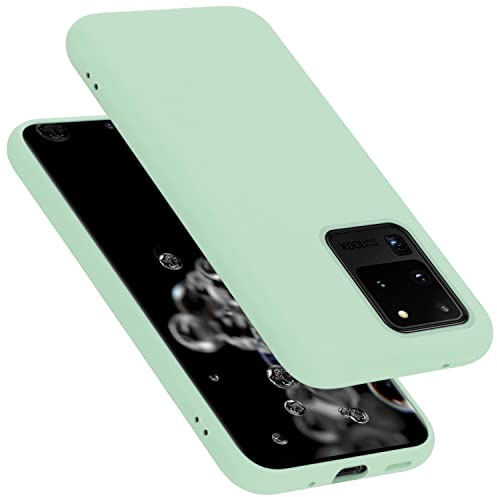 Cadorabo Hülle kompatibel mit Samsung Galaxy S20 Ultra Hülle Silikon Handyhülle für Galaxy S20 Ultra Case aus flüssigem Silikon- Kratzfeste und stoßfeste dünne TPU Schutzhülle - Liquid HELL GRÜN
