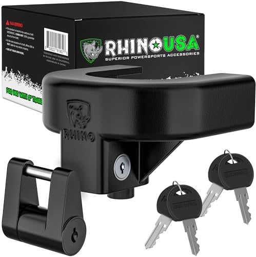 Rhino USA Kit di Blocco per Gancio di Traino per Rimorchi da 51mm (2 Pollici) – Serratura di Sicurezza per Coppia Antifurto Rimorchio per Camper, Caravan, Barca – Serratura per Rimorchio di Gancio