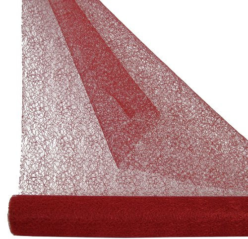 1 Rolle CRAQUELEE Dekostoff, Netzstoff z.B. Tischläufer, Tischdecke, Tischband. 10m lang. 40cm breit. Farbe: Weinrot, rot, dunkelrot, Burgund, Bordeaux