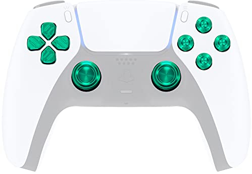 eXtremeRate Joysticks y Botones Metálicos para ps5 Mando, Repuestos de Thumbsticks Dpad ABXY de Metal, Tecla Analógica de Aluminio, Palanca Signo y Dirección para ps5 - No Incluye Control (Verde)