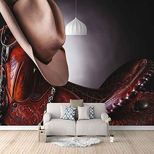FVGKYS Wandbilder Schlafzimmer Erwachsene Kinder Tapete Plakate 3D Retro Cowboyhut Selbstklebend Wandgemälde Wandtattoo Kunst Dekoration Für Wohnzimmer Küche Wanddekoration 350x256cm