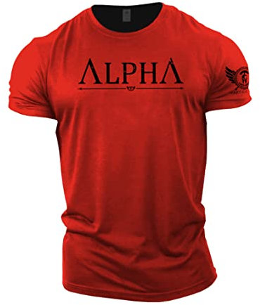 GYMTIER Spartan Forged - Alpha - Men's Gym T-Shirt Bodybuilding Training Workout Lifting Top Clothing, Red, XL