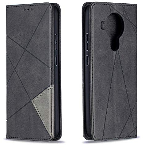 Posanter Kompatibel mit Nokia 5.4 Hülle, Premium Leder Brieftasche Flip Handytasche Schutzhülle Klapphülle, 360 Grad TPU Stoßfest Leder Hülle mit [Magnetisch, Kartenfach, Standfunktion] (Schwarz)