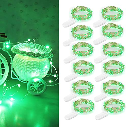 Guezuvoru Batteriebetriebene Lichterketten, 12 Stück 2m 20 LED wasserdichte Lichterketten, Sternenlichterketten für Schlafzimmer, Hochzeitsfeier, Weihnachtsdekoration - Grün