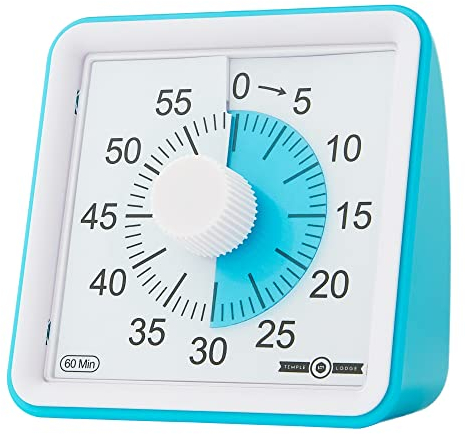 60-Minute Visual Timer- Clock Timer for Kids- Time Management Tool- Silent Countdown Timer-Multipurpose- Practical- Easy to Use (Blue)