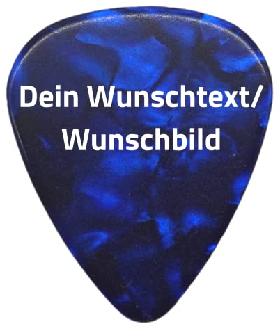 Plektrum mit Wunschtext oder Wunschbild - Personalisiertes Plektrum mit Druck - Individuell und schnell gestalten mit Wunsch-Druck - mit eigenem Bild oder Text personalisieren (Heavy, Blau Perlmutt)
