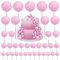 55 X Mini Balls Cake Toppers 5 Sizes Foam Ball Cake Picks Cake Decorations Pink Color Mini Balloons Stick Cake Cupcake Toppers for Anniversary Baby Shower Party Supplies (Size1.5-4Cm)