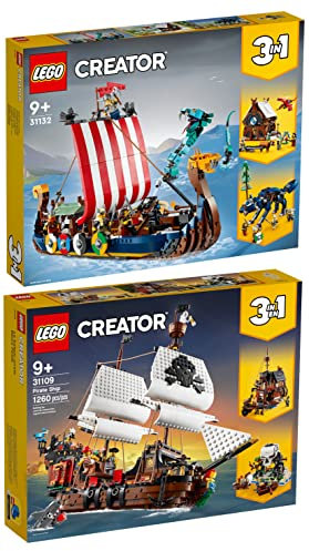 Lego Creator 2er Set: 31132 Wikingerschiff mit Midgardschlange & 31109 Piratenschiff