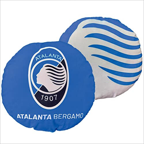 hermet Atalanta B.C. | Cuscino Rotondo Arredamento | Azzurro Nero | Prodotto Ufficiale