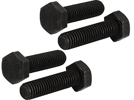 PATIKIL M8x30mm Esagonale Bullone, 4pz 8.8 Grado Completo Filettato Sinistra Mano Filo Esagonale Testa Bullone, Nero