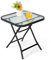 GOPLUS Table d'appoint Carrée Pliable en Verre pour Terrasse de 46,5 cm, Petite Table d'appoint Portable avec Structure en Métal, Plateau en Verre Trempé, Table Basse