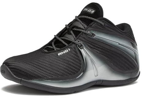 AND1 Rise Men’s Basketball Shoes, Sneakers for Indoor or Outdoor Street or Court, Sizes 7 to 15, Schwarz/Schwarz, 11.5 Women/10 Men