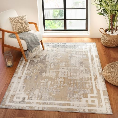 Livabliss Martina Taza Abstract Rug, Soft – 200x275 cm, Beige, Grey & Ivory