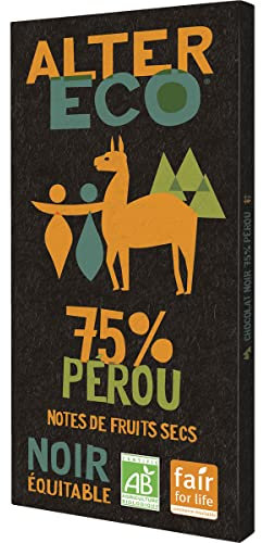 Lot de 6 unités *** ALTER ECO Tablette de chocolat noir bio et équitable Pérou 75% 1 pièce 100g*** soit un format carton de 6 unités ***
