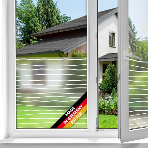 d-c-fix film fenêtre anti regard électrostatique Vagues 45 cm x 1,5 m - opaque adhésif et décoratif brise-vue cache occultant pour vitre, vitrage, douche