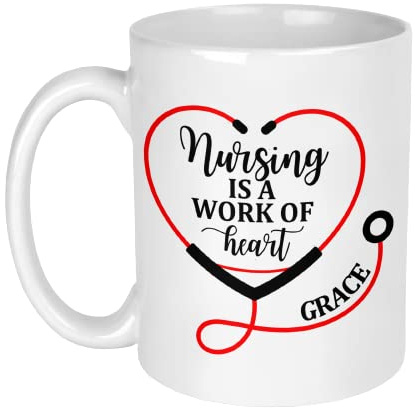 the T bird Nursing is a Work of Heart Coffee Mug | NHS Health Service Worker | Appreciation Gift | Thank You Nurses