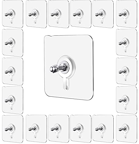 FVIZAL 20 Pcs Self Adhesive Hanging Nails, Seamless Screw, Wall-Mounted Screw Hook Punch-Free Seamless Screw Waterproof Wall Hook for Kitchen Bathroom, Nail Free Stickers, No-Trace No Drilling
