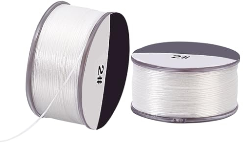 PandaHall 0.1mm Nylonschnur, 92m Perlenfaden Weißer Nylon-Samenperlenfaden Armband Perlenfaden Nähschnur für die Herstellung von Ledernähten Perlenschmuck Armbändern