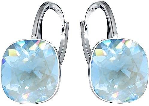 MŚ 1997 MENNICA ŚWIDNICKA Hängende Ohrringe 925 Silber mit Marken Kristall Zirkonia - Damen Schmuck Echt Silberne Hänge Ohrhanger Ideal Geschenge (Aquamarine Ignite)