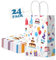 Switory Geschenktüten 24 Stück Party Papiertüten, Weiß Klein Papiertüten mit Henkel zum Mitgebsel Geburtstag, Kindergeburtstag, Geschenken, Party 15x8x21CM
