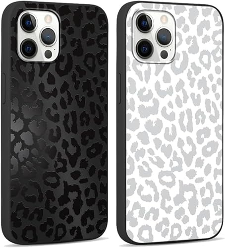 Yoedge 2 Stück HandyHülle für iPhone 11 Pro Hülle 5,8, Schutzhülle für iPhone 11 Pro Case 3D Leopard Muster Design Aesthetic Mädchen Junge Geschenk Weich TPU Silikon Stoßfest Cover, Schwarz